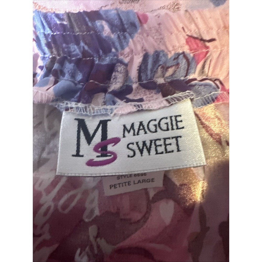 Maggie Sweet Skirt Vintage Pink Floral Pattern Elastic Waist Womens Petite Large - Picture 14 of 15